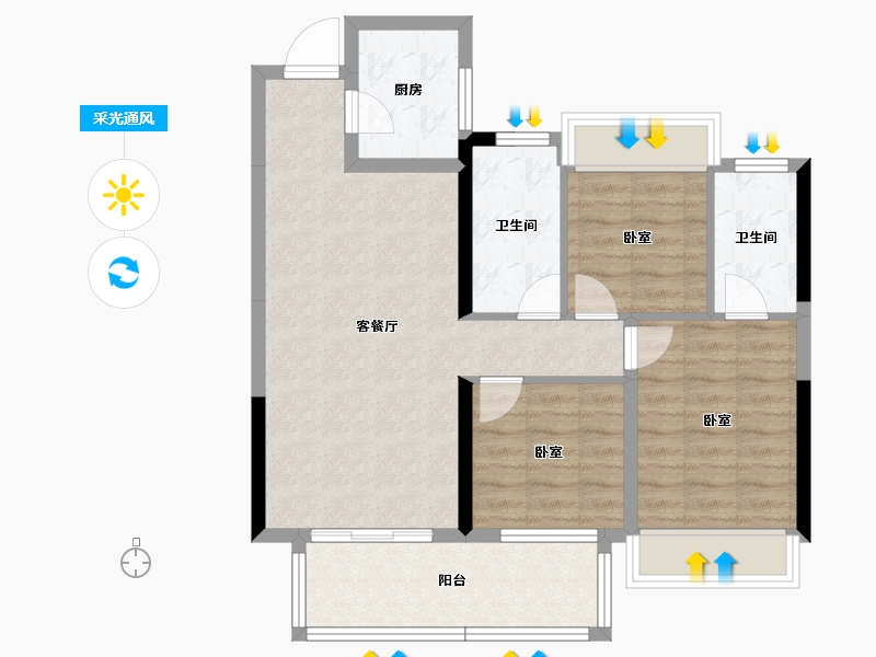 湖北省-孝感市-孝昌颐德府-77.63-户型库-采光通风