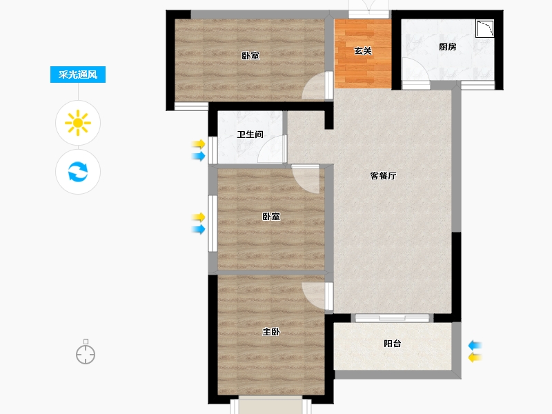 湖南省-长沙市-永宏万家里-69.23-户型库-采光通风