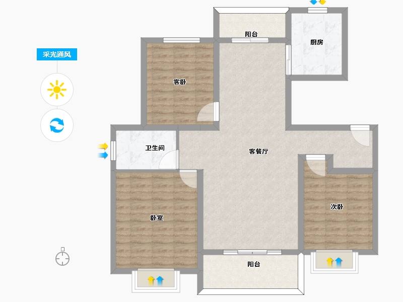 安徽省-安庆市-和顺盛晟·阳光家园-102.40-户型库-采光通风