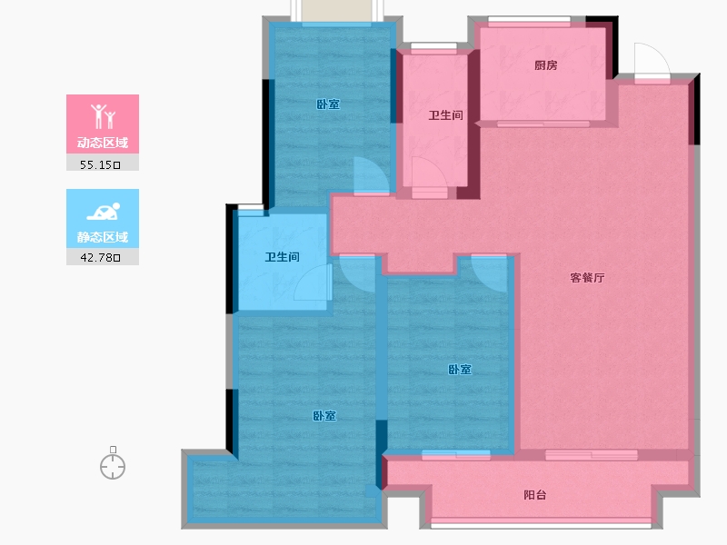 湖北省-武汉市-阳逻万达广场御江-87.00-户型库-动静分区