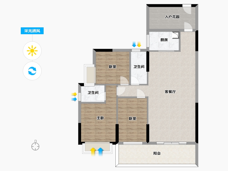 广东省-惠州市-力天金域豪庭-110.34-户型库-采光通风