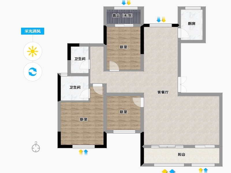 河南省-开封市-通许田润新城-104.42-户型库-采光通风