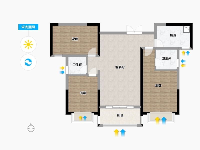 湖南省-湘潭市-东之阳·芙蓉国际-90.19-户型库-采光通风