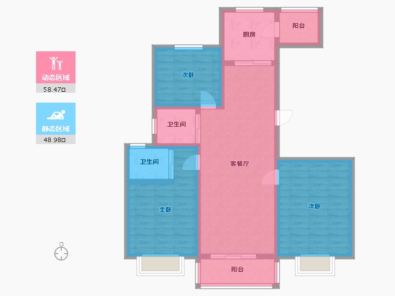 安徽省-蚌埠市-通成紫都顺苑-95.94-户型库-动静分区