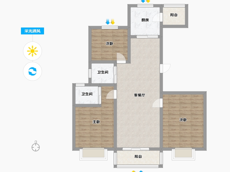 安徽省-蚌埠市-通成紫都顺苑-95.94-户型库-采光通风