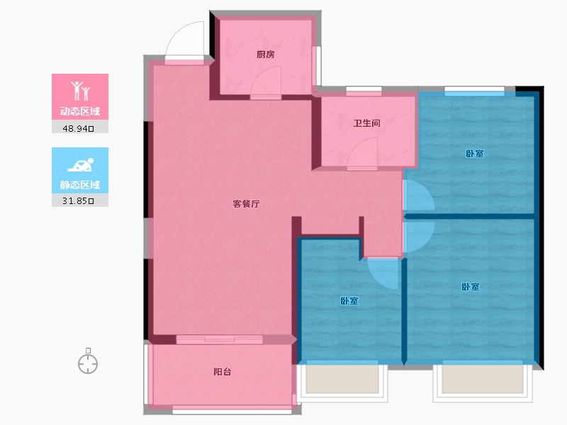 湖北省-孝感市-孝昌颐德府-72.42-户型库-动静分区