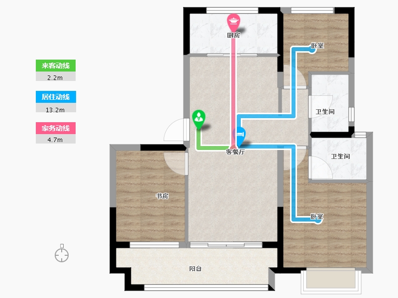 浙江省-绍兴市-合生杭州湾国际新城-86.00-户型库-动静线