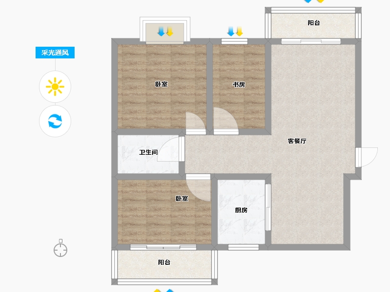 湖北省-武汉市-华府名居-78.81-户型库-采光通风