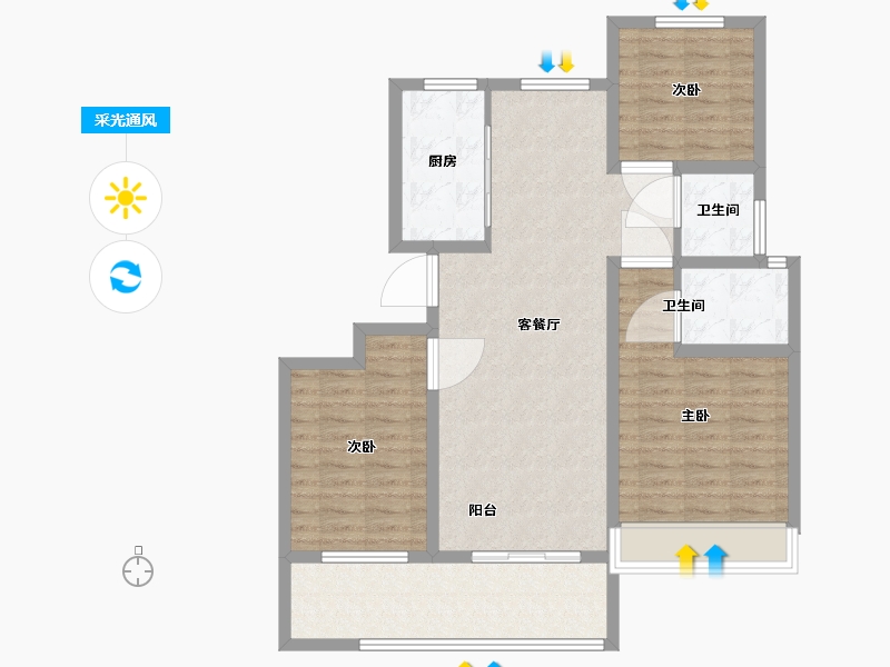 安徽省-蚌埠市-煜华里-95.00-户型库-采光通风