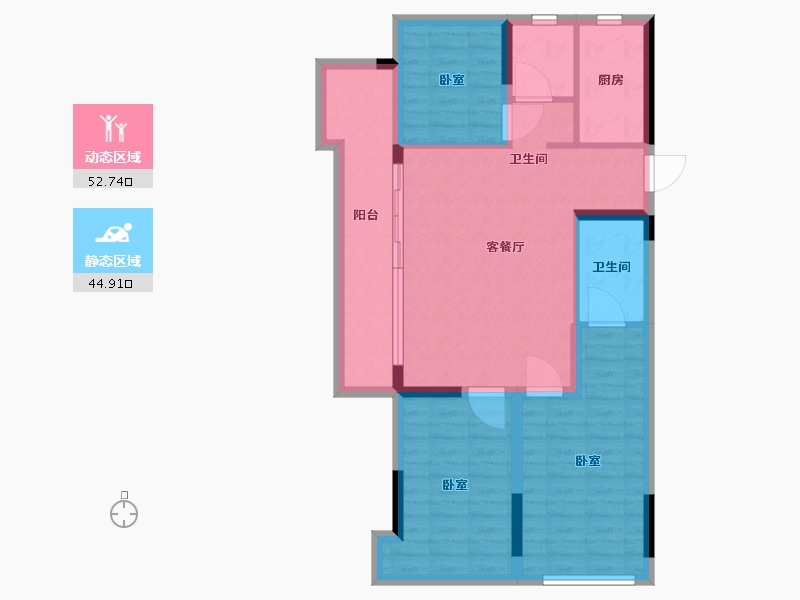 湖北省-武汉市-阳逻万达广场御江-87.00-户型库-动静分区