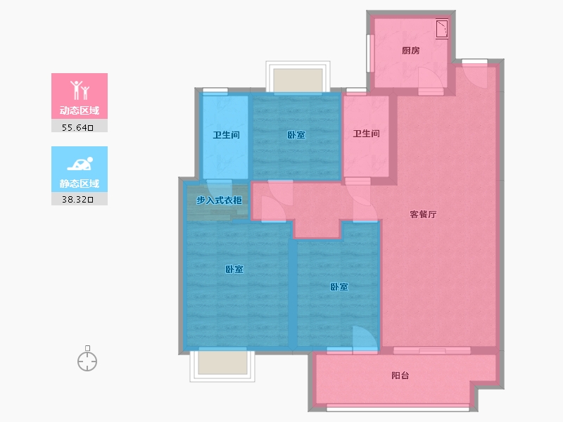 湖北省-武汉市-北辰金地漾时代-83.95-户型库-动静分区