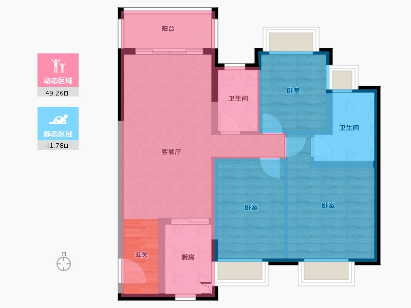 湖南省-长沙市-长沙雅居乐新地-80.93-户型库-动静分区