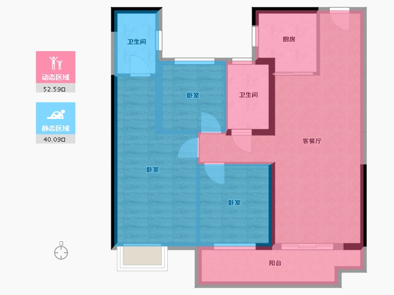 湖北省-武汉市-碧桂园桃李东方-82.47-户型库-动静分区