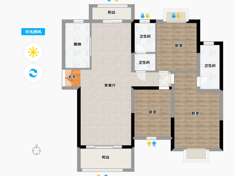 湖南省-岳阳市-名邦首府-109.71-户型库-采光通风