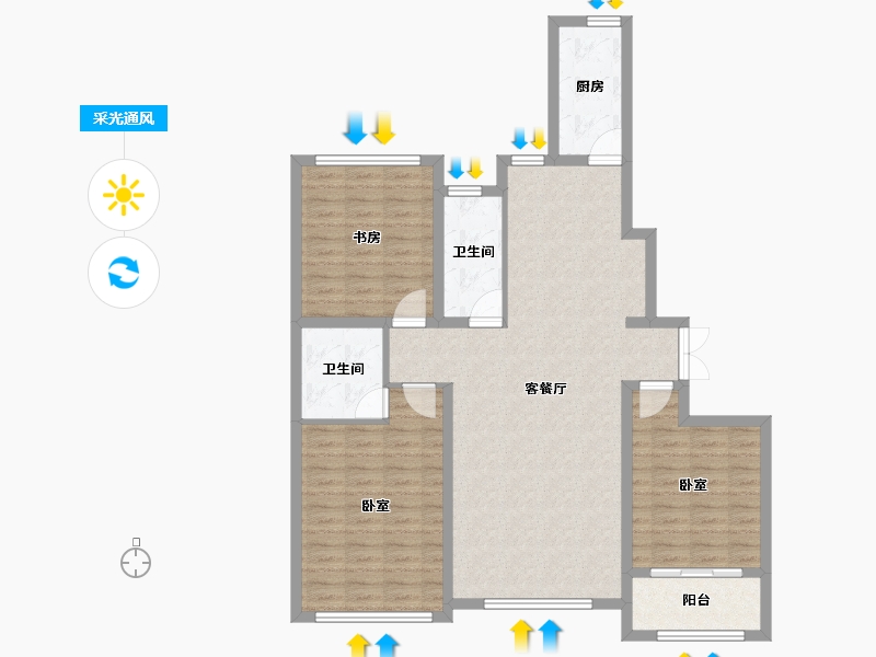 山东省-潍坊市-绿城水郡-113.00-户型库-采光通风