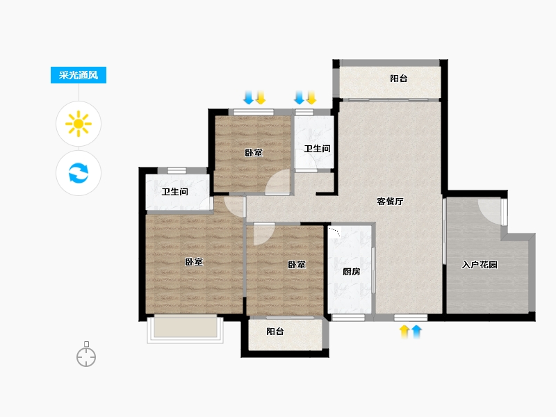 湖南省-邵阳市-江岸景苑-95.96-户型库-采光通风