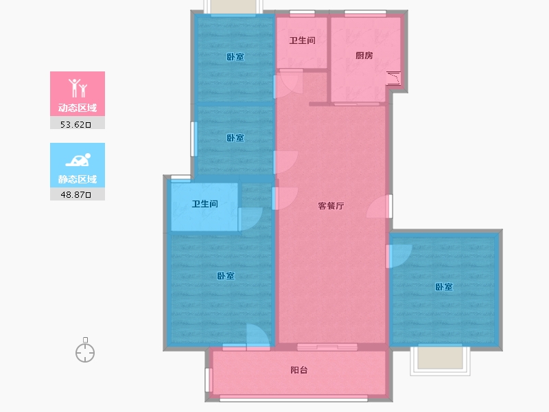 湖北省-武汉市-北辰金地漾时代-91.91-户型库-动静分区