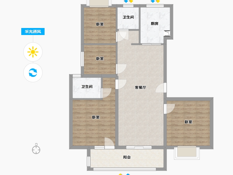 湖北省-武汉市-北辰金地漾时代-91.91-户型库-采光通风