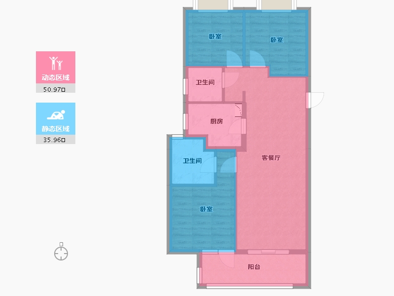 湖北省-武汉市-北辰金地漾时代-78.07-户型库-动静分区