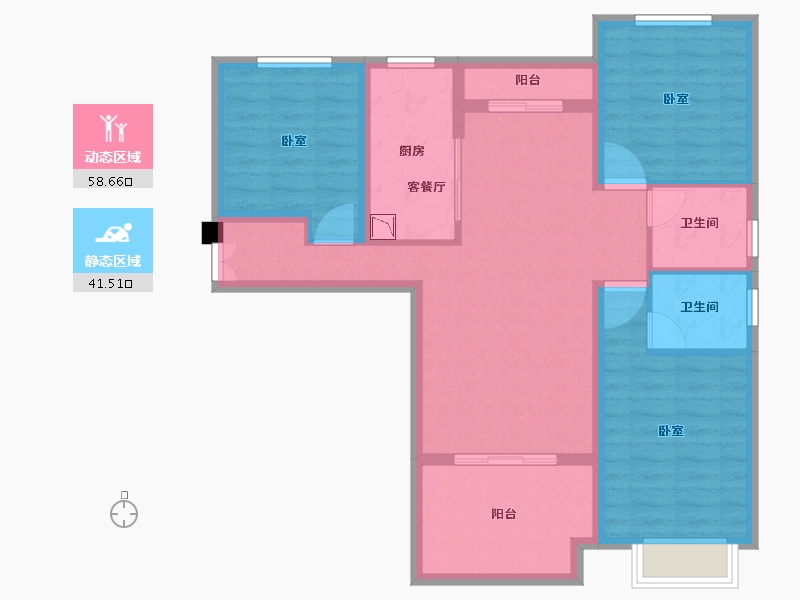 湖北省-荆州市-联投国际城-88.87-户型库-动静分区