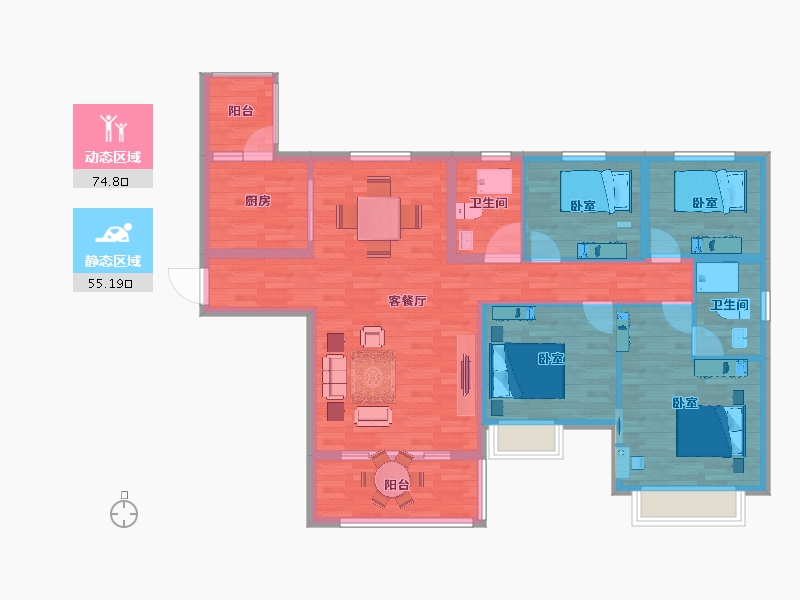 安徽省-安庆市-恒大观澜府-117.30-户型库-动静分区