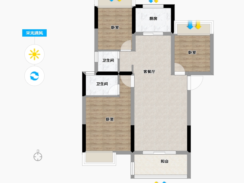 湖北省-孝感市-孝昌颐德府-80.91-户型库-采光通风