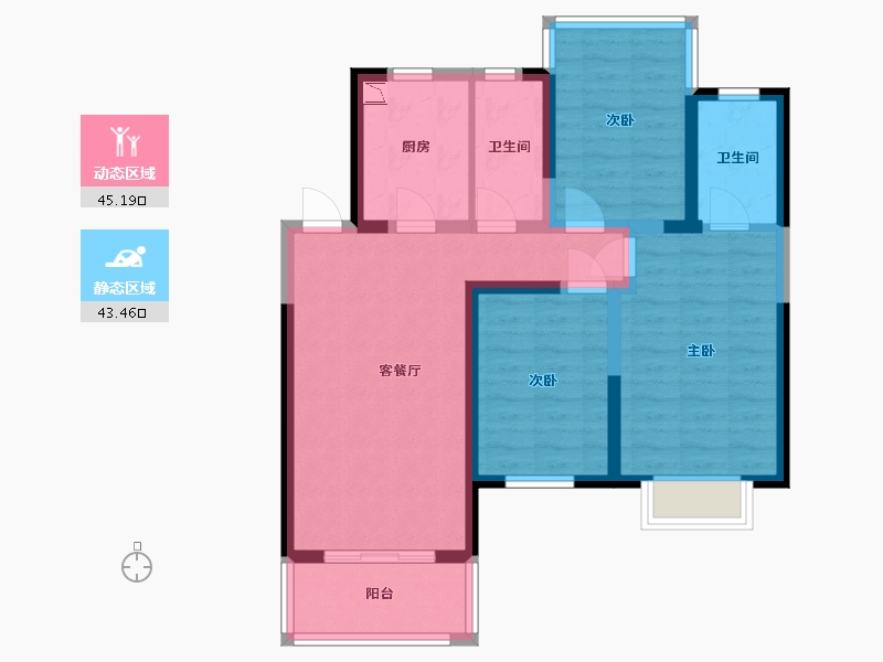 江苏省-无锡市-栖霞栖庭-78.00-户型库-动静分区