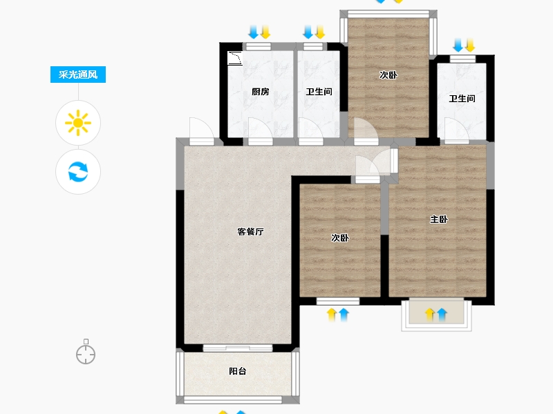 江苏省-无锡市-栖霞栖庭-78.00-户型库-采光通风