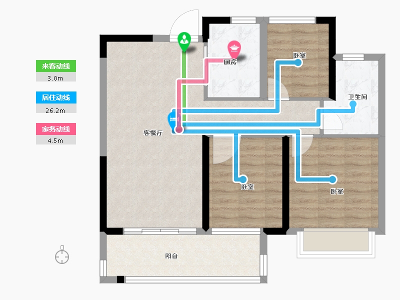 浙江省-绍兴市-合生杭州湾国际新城-74.00-户型库-动静线