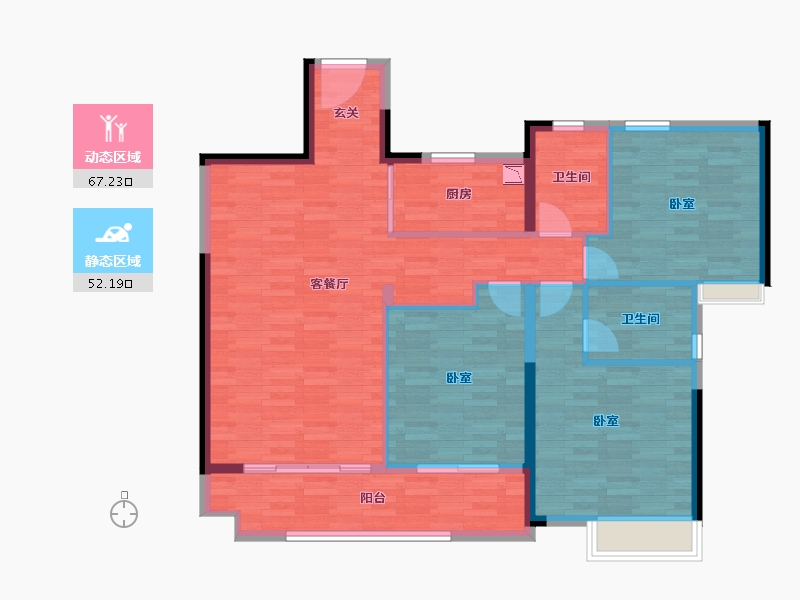 湖南省-长沙市-湘江富力城-108.48-户型库-动静分区