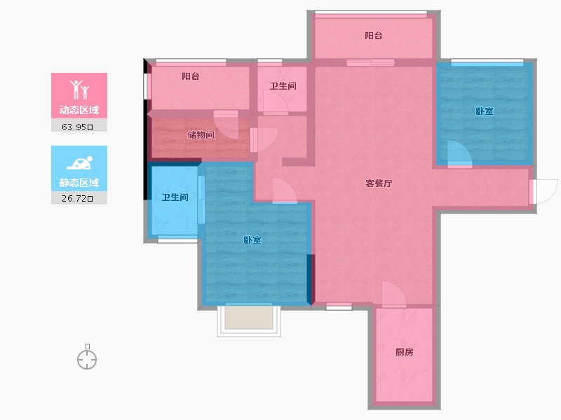 湖南省-株洲市-金轮津桥华府-79.25-户型库-动静分区