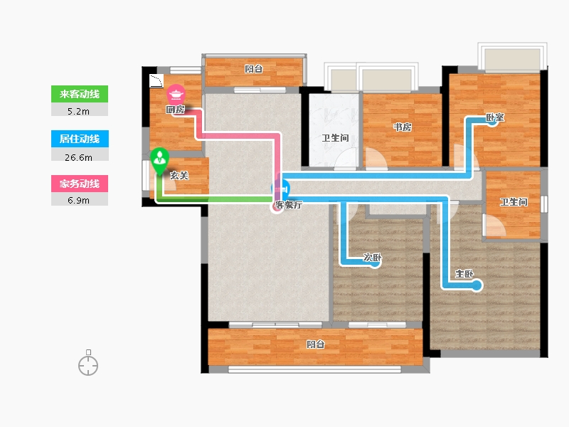 湖南省-长沙市-湘江富力城-120.48-户型库-动静线