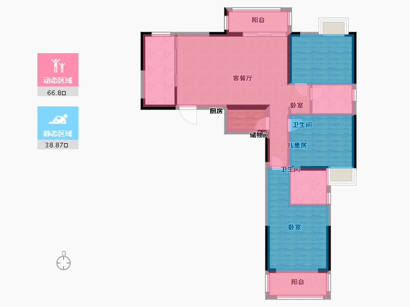 湖北省-武汉市-美联城观-94.46-户型库-动静分区