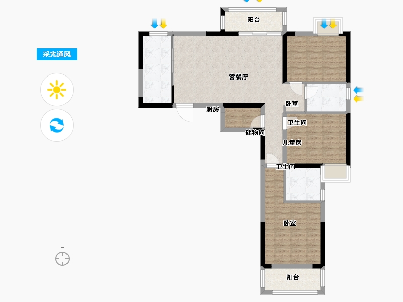 湖北省-武汉市-美联城观-94.46-户型库-采光通风