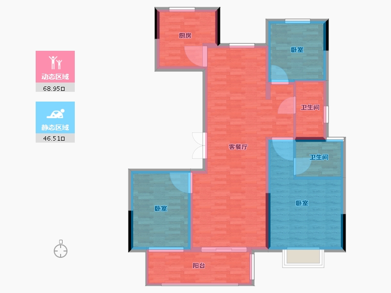 河南省-郑州市-豫发国园·柒号院-104.21-户型库-动静分区