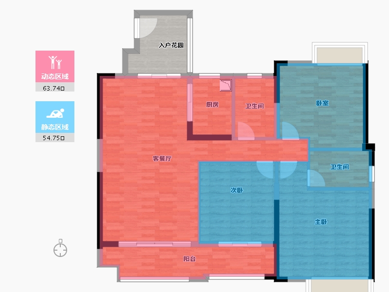 湖南省-长沙市-湘江富力城-114.72-户型库-动静分区