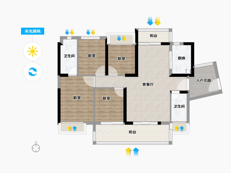 广东省-江门市-富力·金禧花园-94.00-户型库-采光通风