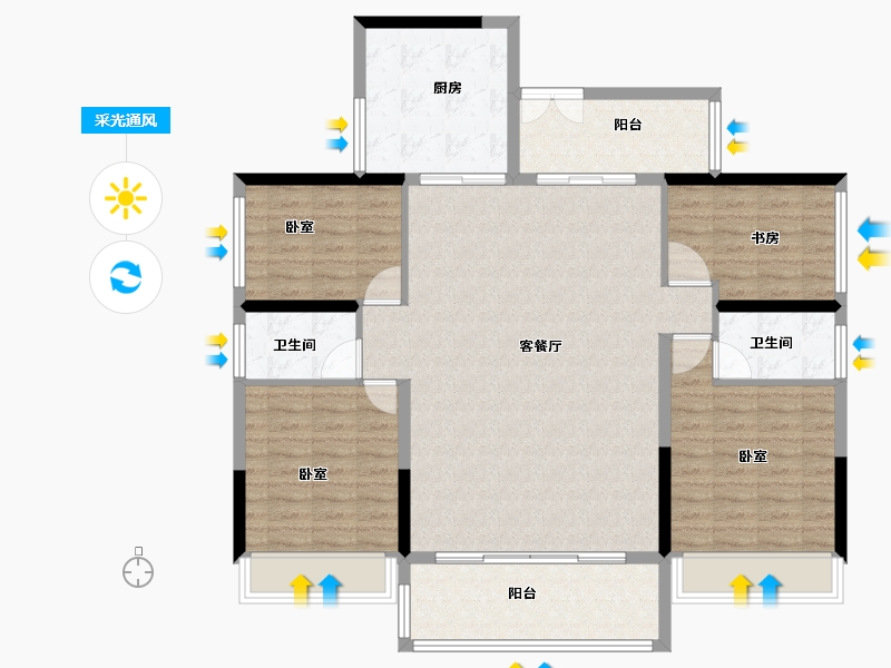 广东省-珠海市-华策帝景湾-122.00-户型库-采光通风