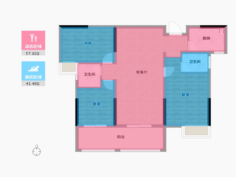 湖北省-孝感市-西岳鑫城-88.70-户型库-动静分区