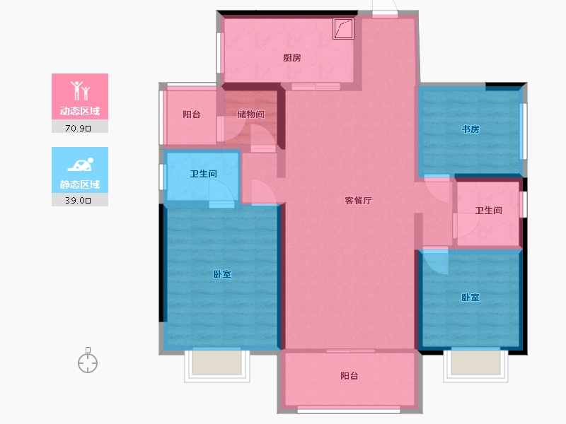 湖南省-株洲市-金轮津桥华府-96.93-户型库-动静分区