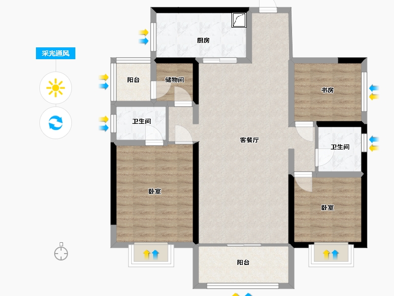 湖南省-株洲市-金轮津桥华府-96.93-户型库-采光通风