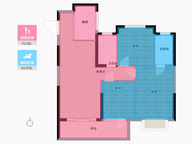 湖北省-武汉市-景瑞清能江南悦-86.00-户型库-动静分区