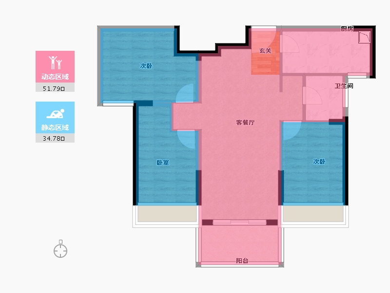 湖南省-长沙市-湘江富力城-77.32-户型库-动静分区