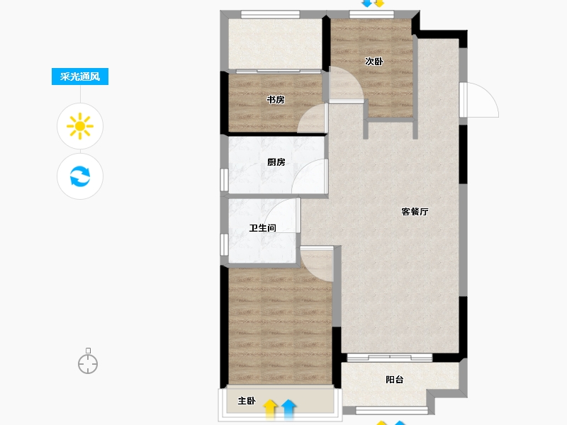 山东省-威海市-中梁国信海岳府-71.99-户型库-采光通风