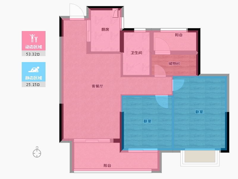 浙江省-宁波市-观山名邸-70.00-户型库-动静分区