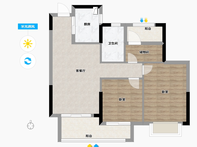 浙江省-宁波市-观山名邸-70.00-户型库-采光通风