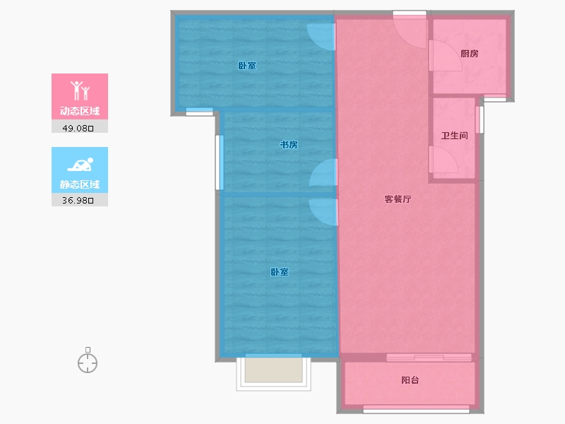 湖北省-孝感市-太阳花园·悦暻苑-78.74-户型库-动静分区