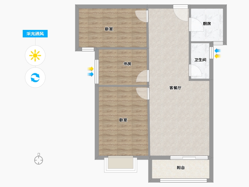 湖北省-孝感市-太阳花园·悦暻苑-78.74-户型库-采光通风