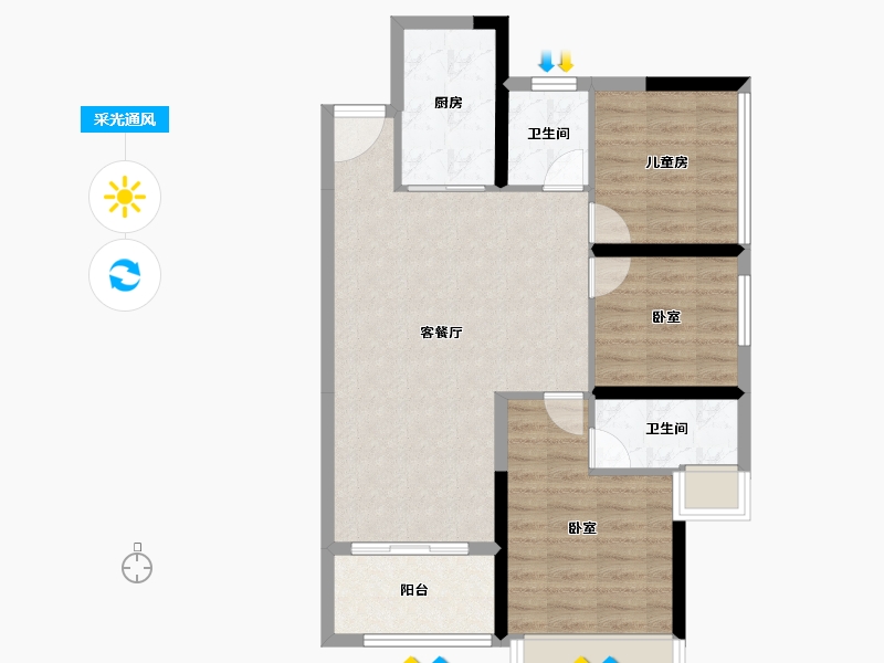 广东省-珠海市-华策帝景湾-77.73-户型库-采光通风