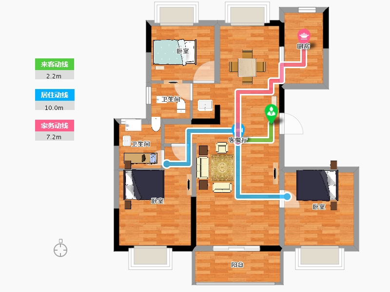 安徽省-安庆市-融创时代宜城-86.44-户型库-动静线